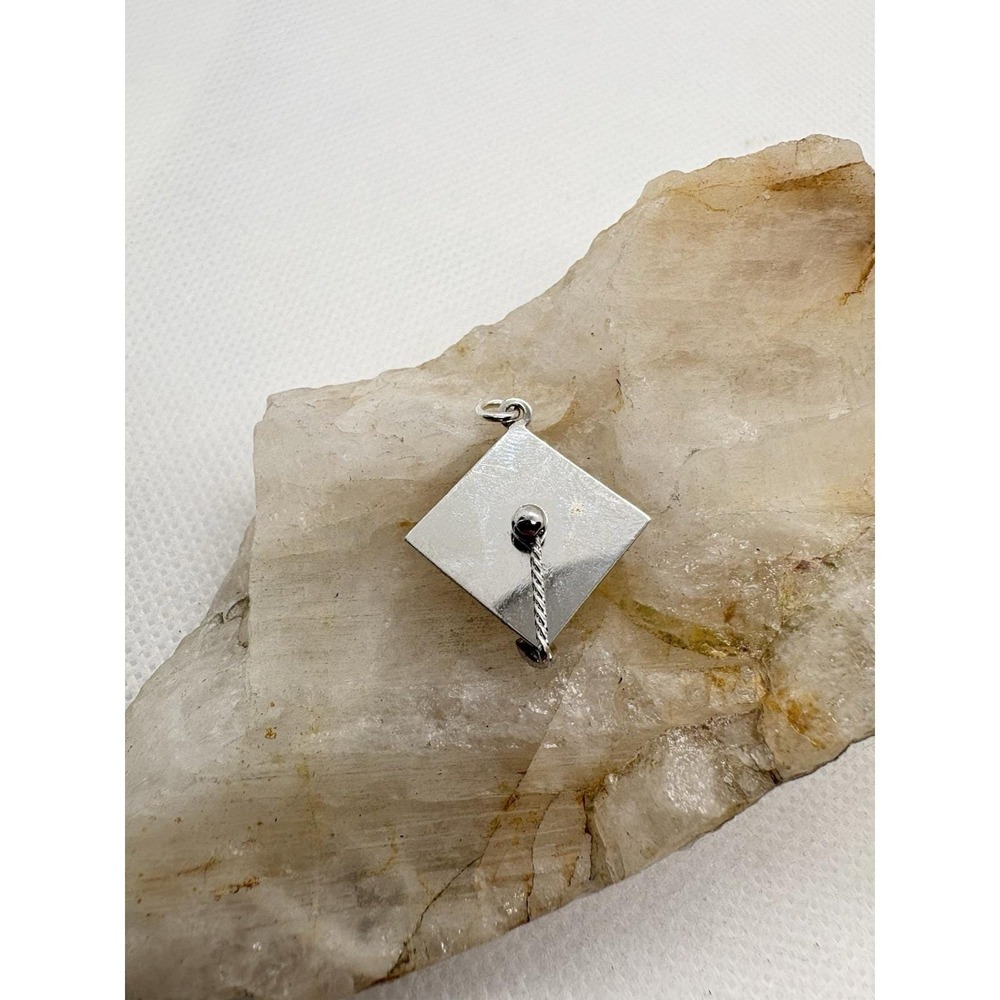 Vintage Sterling Silver Graduation Cap 3D Charm Tassel Graduate School‎ Diploma